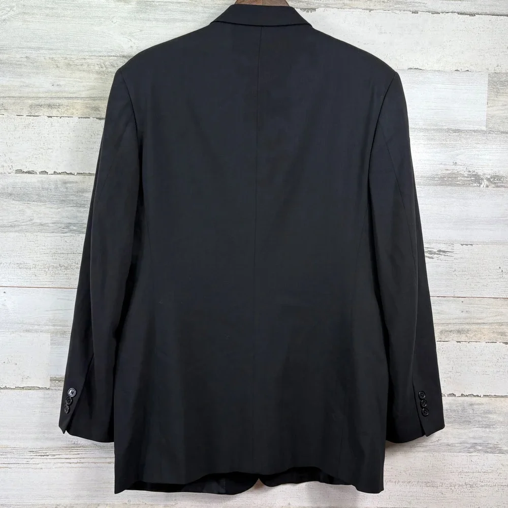 Donna Karan Signature Blazer 40R Vintage 90s Black 100% Wool Made in Italy Chic